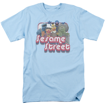Light blue men's regular fit t-shirt with Sesame Street Groovy Group graphic