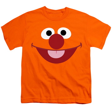 Orange youth t-shirt for ages 8 to 12 with Sesame Street Ernie Face graphic