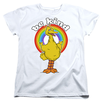 White women's t-shirt with Sesame Street Be Kind graphic