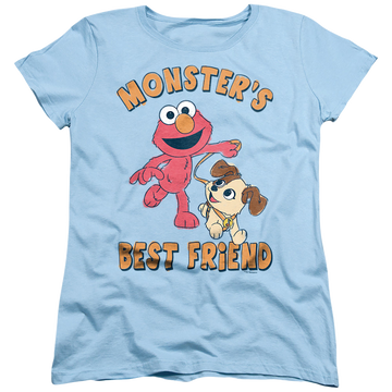 Light blue women's t-shirt with Sesame Street Monster's Best Friend graphic