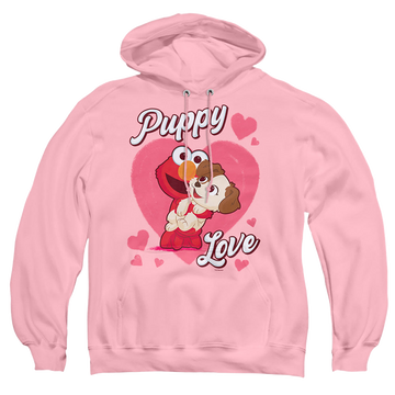 Pink pullover hoodie with Sesame Street Puppy Love graphic