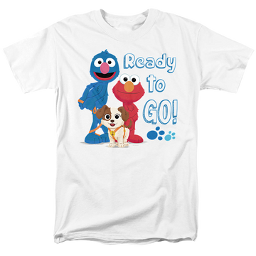 White men's regular fit t-shirt with Sesame Street Ready To Go graphic