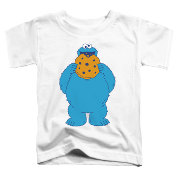 White toddler t-shirt with Sesame Street Eat Cookie graphic
