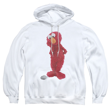 White pullover hoodie with Sesame Street Existential Elmo graphic