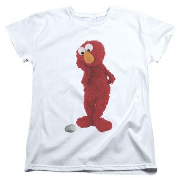 White women's t-shirt with Sesame Street Existential Elmo graphic