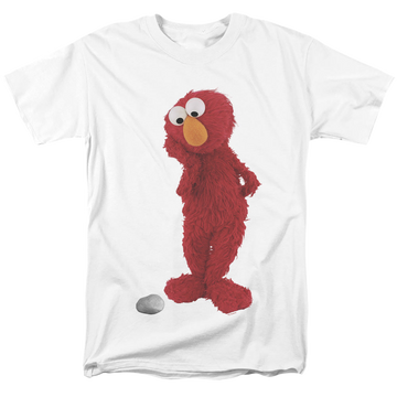 White men's regular fit t-shirt with Sesame Street Existential Elmo graphic
