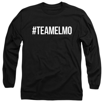 Black men's long sleeve t-shirt with Sesame Street Team Elmo graphic