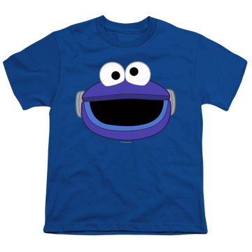 Royal youth t-shirt for ages 8 to 12 with Sesame Street Mecha Cookie Monster Face graphic