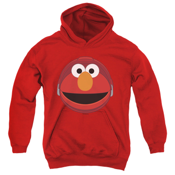Red youth hoodie for ages 8 to 12 with Sesame Street Mecha Elmo Face graphic