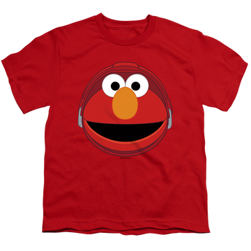 Red youth t-shirt for ages 8 to 12 with Sesame Street Mecha Elmo Face graphic