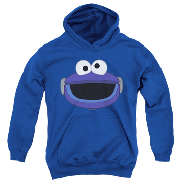 Royal youth hoodie for ages 8 to 12 with Sesame Street Mecha Cookie Monster Face graphic