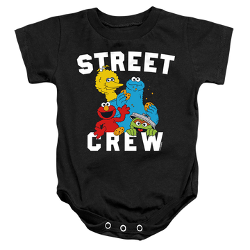 Black baby bodysuit with Sesame Street Street Crew graphic
