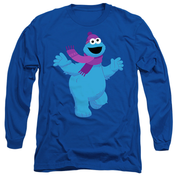 Royal men's long sleeve t-shirt with Sesame Street Furry Friends Forever! Cookie Monster graphic