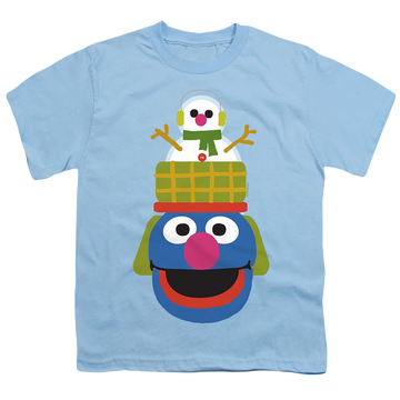 Light blue youth t-shirt for ages 8 to 12 with Sesame Street Christmas Nutcracker Grover graphic