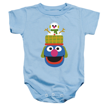 Light blue baby bodysuit with Sesame Street Christmas Nutcracker Grover graphic