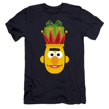 Navy men's premium slim fit t-shirt with Sesame Street Christmas Nutcracker Bert graphic