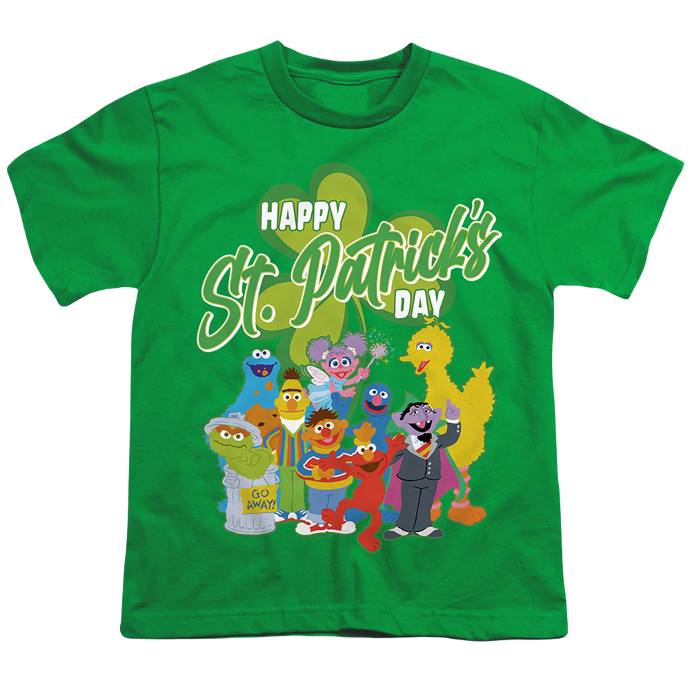 Sesame Street St. Patrick'S Day Big Bird Elmo Cookie Monster - Youth T-Shirt Youth T-Shirt (Ages 8-12) Sesame Street