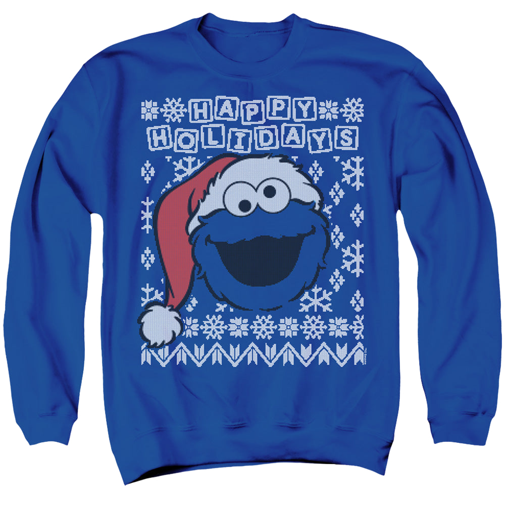 Sesame Street Cookie Monster Ugly Christmas - Men's Crewneck Sweatshirt Men's Crewneck Sweatshirt Sesame Street