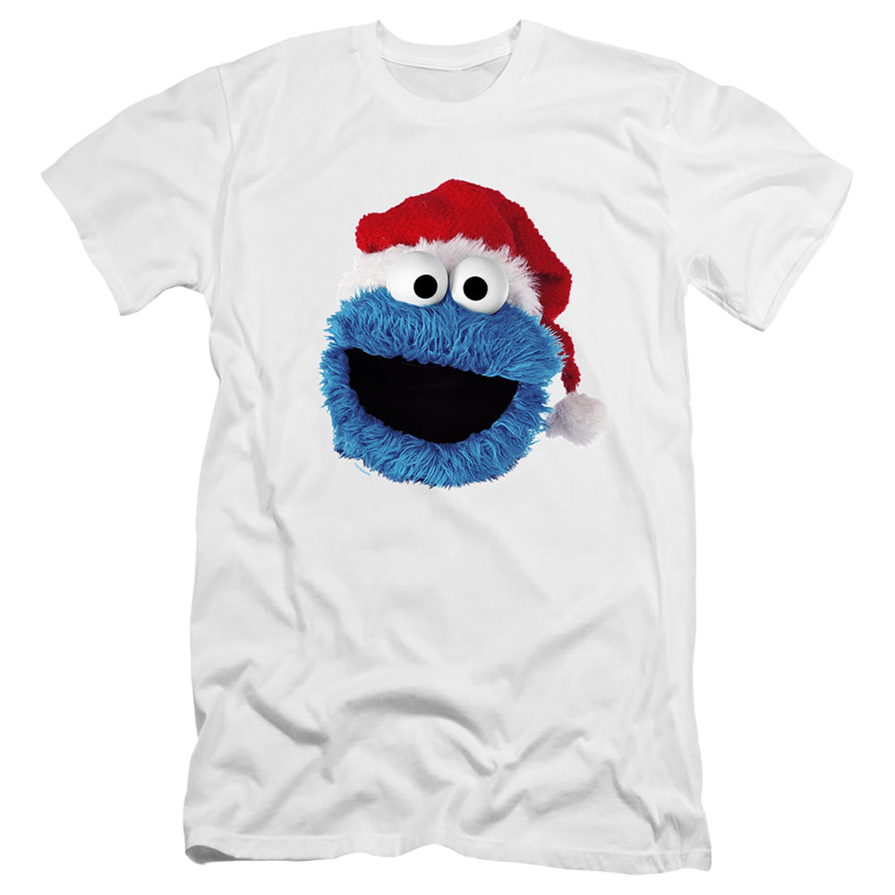 Sesame Street Cookie Monster Christmas Hat - Men's Premium Slim Fit T-Shirt Men's Premium Slim Fit T-Shirt Sesame Street