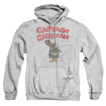 Athletic heather pullover hoodie with Wacky Races Captain Caveman 1 graphic