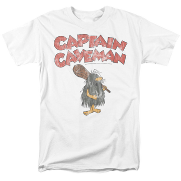 White men's regular fit t-shirt with Wacky Races Captain Caveman 2 graphic
