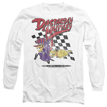 White men's long sleeve t-shirt with Wacky Races Dastardly & Muttley 2 graphic