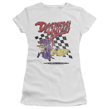 White juniors t-shirt with Wacky Races Dastardly & Muttley 2 graphic