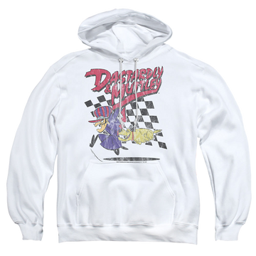 White pullover hoodie with Wacky Races Dastardly & Muttley 2 graphic
