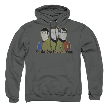 Charcoal pullover hoodie with Star Trek The Animated Series Dig It graphic
