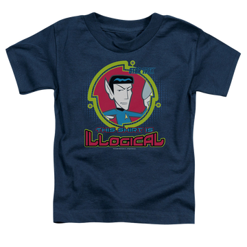 Navy kid's t-shirt for ages 4 to 7 with Star Trek The Original Series Illogical graphic
