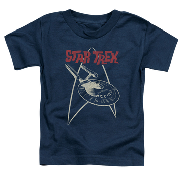 Navy kid's t-shirt for ages 4 to 7 with Star Trek The Original Series Ship Symbol graphic