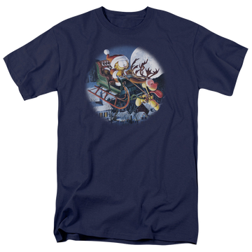 Navy men's regular fit t-shirt with Garfield Moonlight Ride graphic