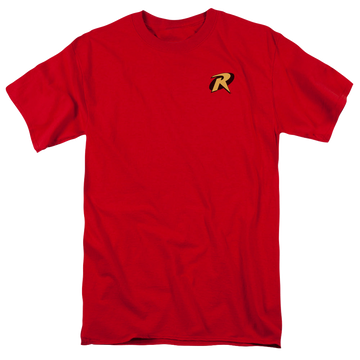 Red men's regular fit t-shirt with Batman Robin Logo graphic