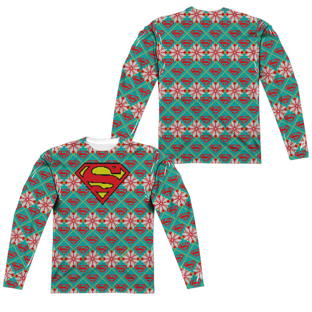 Superman Shield Sweater (Front/Back Print) - Men's All-Over Print Long Sleeve Men's All-Over Print Long Sleeve Superman