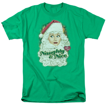 Kelly green men's regular fit t-shirt with I Love Lucy Santa graphic