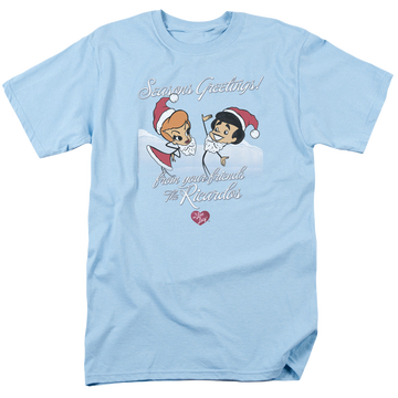 Light blue men's regular fit t-shirt with I Love Lucy Animated Christmas graphic