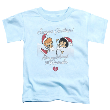 Light blue toddler t-shirt with I Love Lucy Animated Christmas graphic