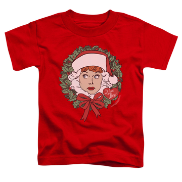 Red toddler t-shirt with I Love Lucy Wreath graphic