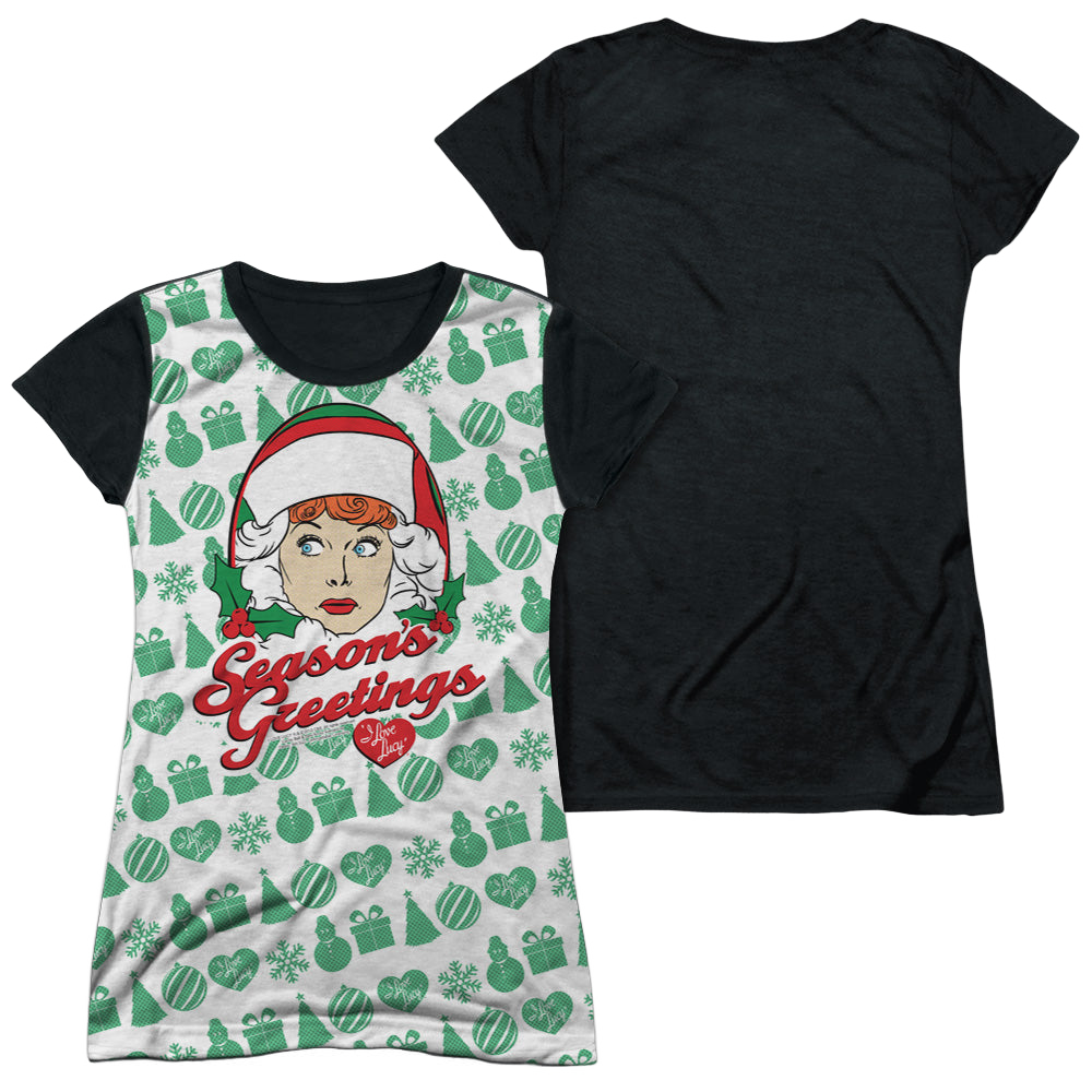 I Love Lucy Pattern - Juniors Black Back T-Shirt Juniors Black Back T-Shirt I Love Lucy