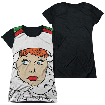 I Love Lucy Secret Santa juniors black back t-shirt