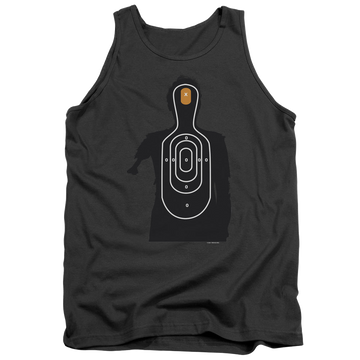 Charcoal men's tank with Zombies Zombie Target graphic