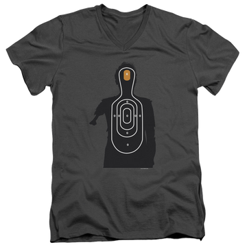 Charcoal men's v-neck t-shirt with Zombies Zombie Target graphic