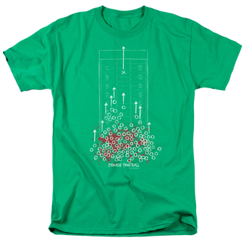 Kelly green men's regular fit t-shirt with Zombies Zombie Football graphic