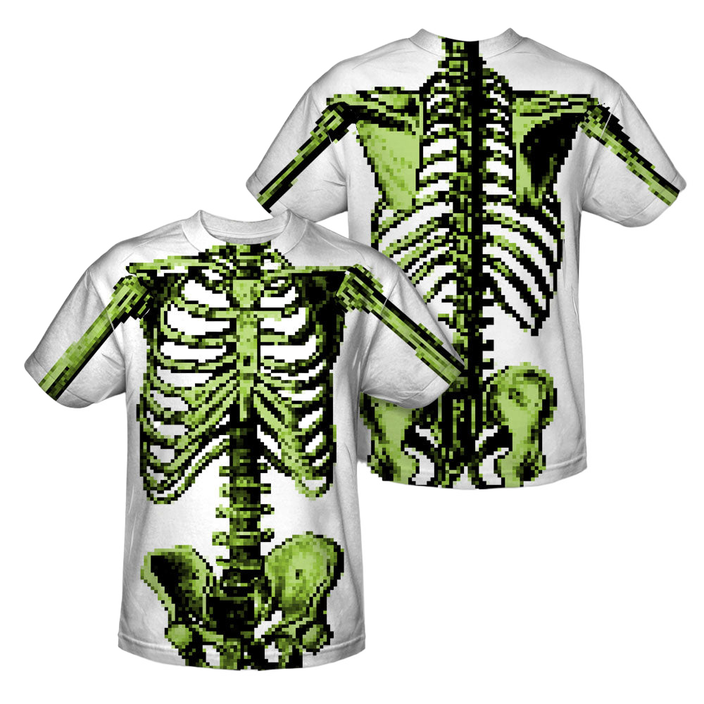 Zombies 8 Bit Skeleton (Front/Back Print) - Youth All-Over Print T-Shirt Youth All-Over Print T-Shirt (Ages 8-12) Zombies
