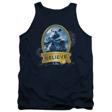 Navy men's tank with Polar Express True Believer graphic