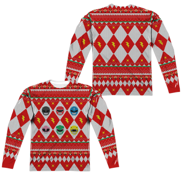 Mighty Morphin Power Rangers Ho Ho Power Rangers (Front/Back Print) - Men's All-Over Print Long Sleeve Men's All-Over Print Long Sleeve Power Rangers