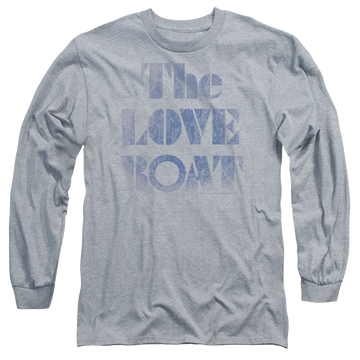 Athletic heather men's long sleeve t-shirt with The Love Boat Distressed graphic