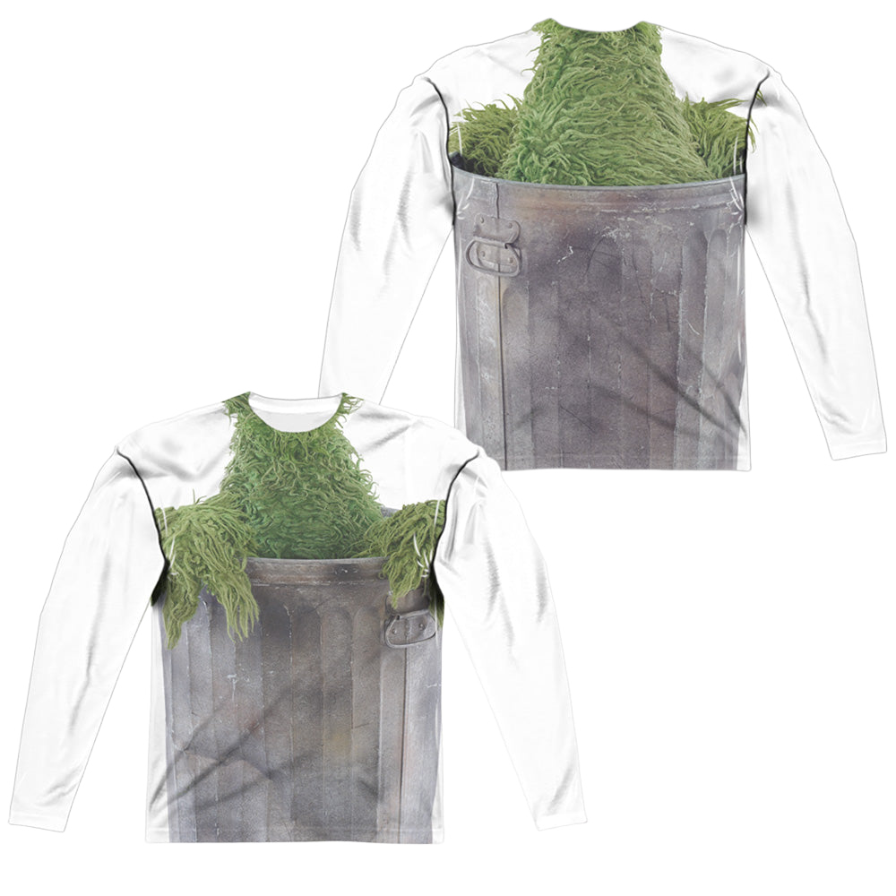 Sesame Street Oscar Costume (Front/Back Print) - Men's All-Over Print Long Sleeve Men's All-Over Print Long Sleeve Sesame Street