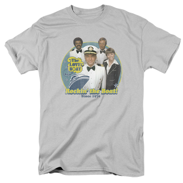 Silver men's regular fit t-shirt with The Love Boat Rockin The Boat graphic