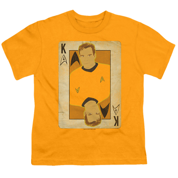 Gold kid's t-shirt for ages 4 to 7 with Star Trek The Original Series Tos King graphic